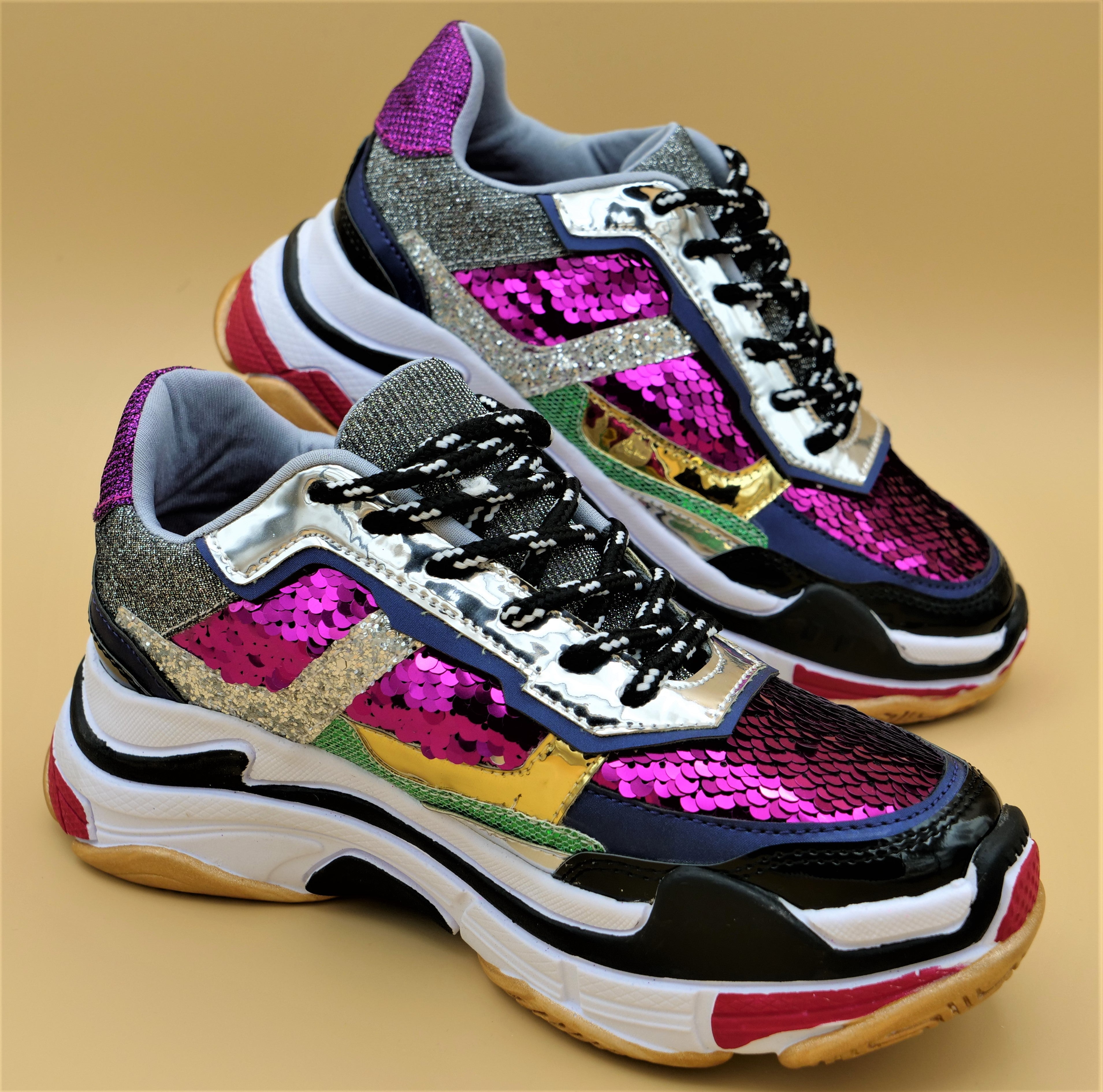 Red Sequin Sneakers - Alerrawia