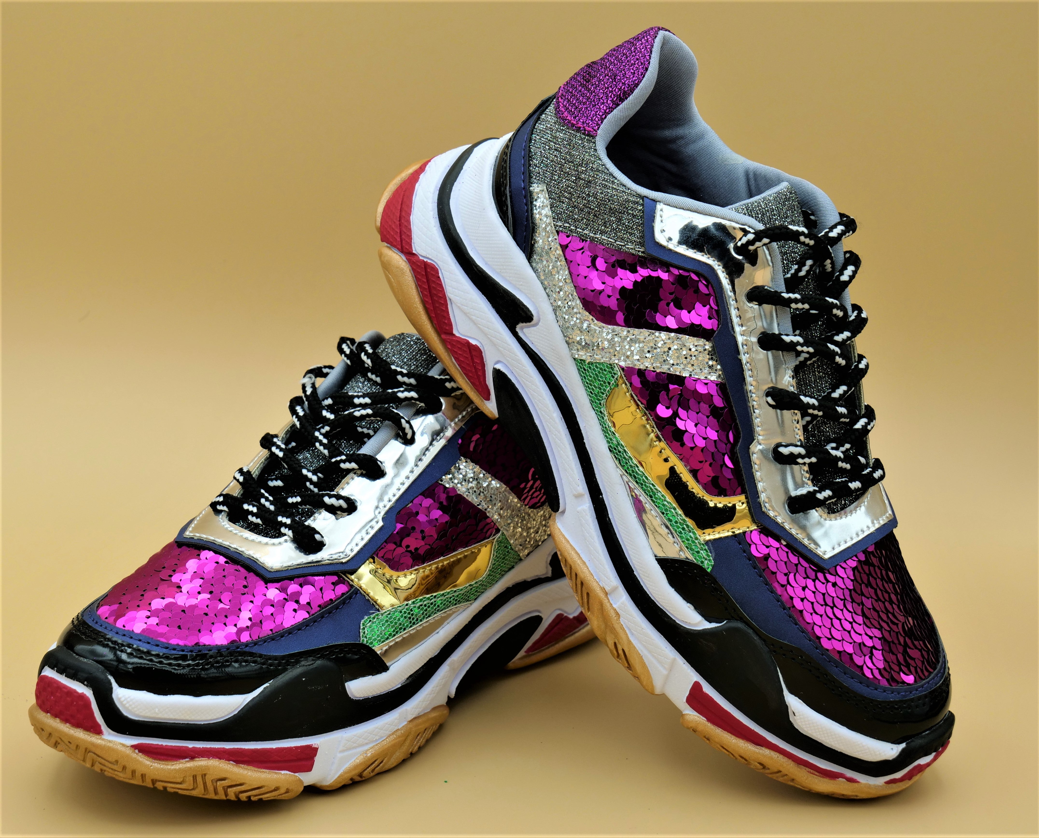 Red Sequin Sneakers - Alerrawia