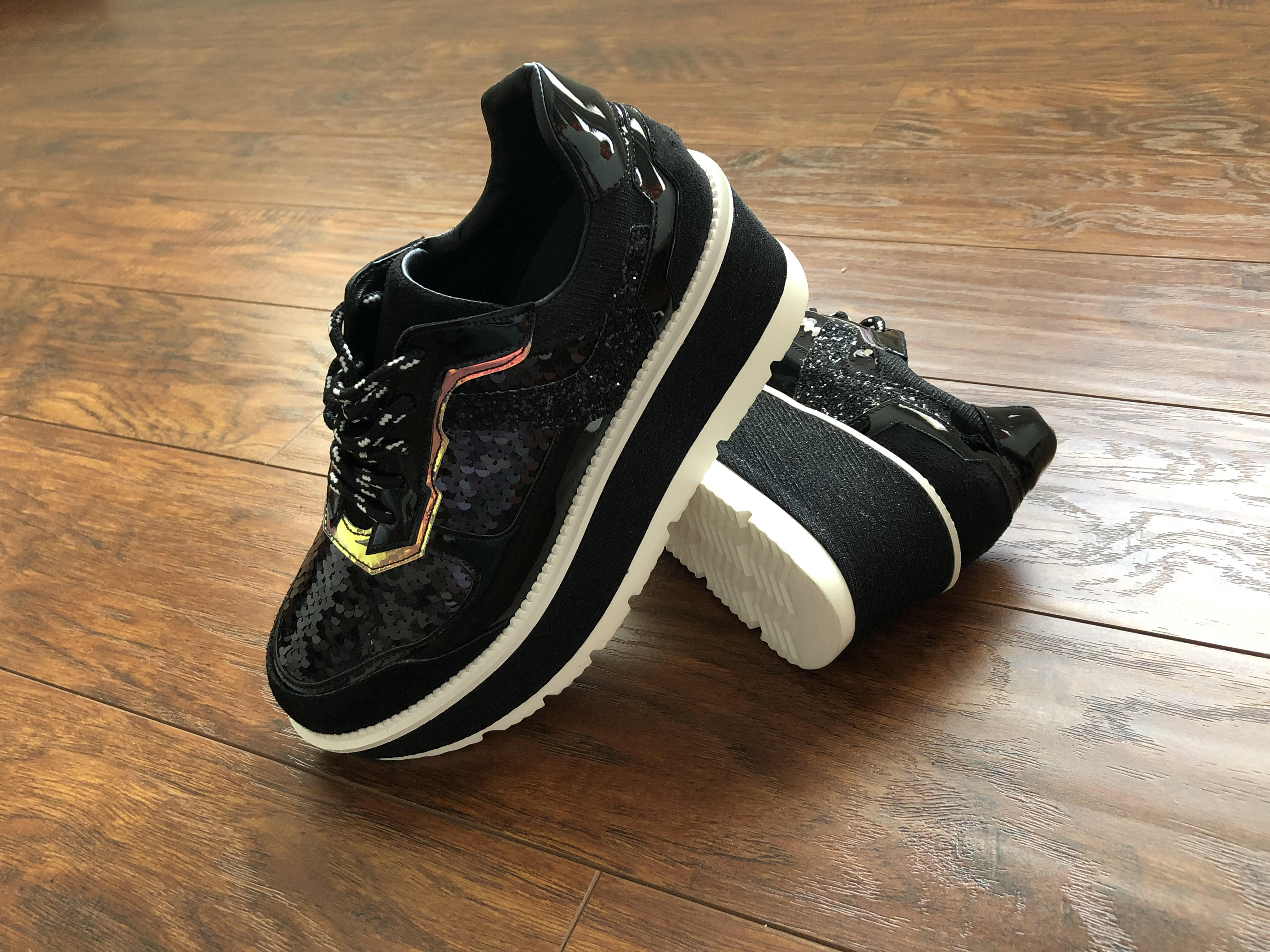 Sequin Sneakers Black - Vasagle